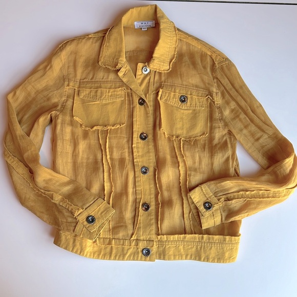 W.A.Y. Lightweight Jean jacket style with frayed detail size xs - Picture 1 of 10